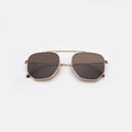 Front view of Patmos 58 Sunglasses in Rose Gold/Brown Flat