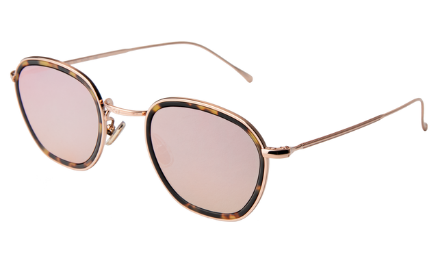 Prince Tate Sunglasses Side Profile in Tortoise/Rose Gold / Bright Rose Flat Mirror