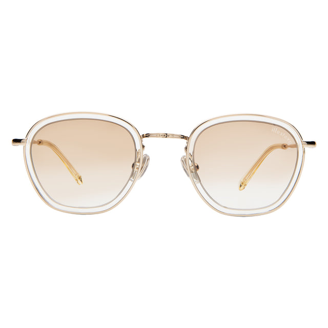 Prince Tate Sunglasses front view in Champagne/Gold with Taupe Flat Gradient
