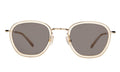 Front view of Prince Tate Sunglasses in Citrine/Gold/Grey Flat