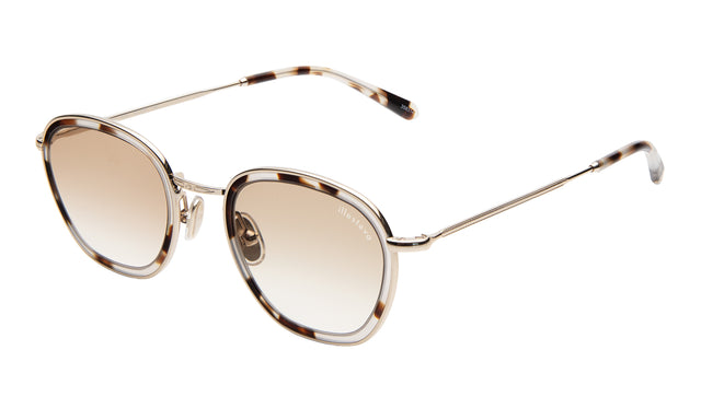Prince Tate Sunglasses side view in White Tortoise/Gold / Taupe Flat Gradient