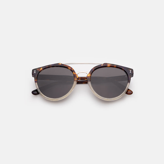 Puglia Sunglasses side view in H/H Rum Raisin Bone/Gold / Grey Flat