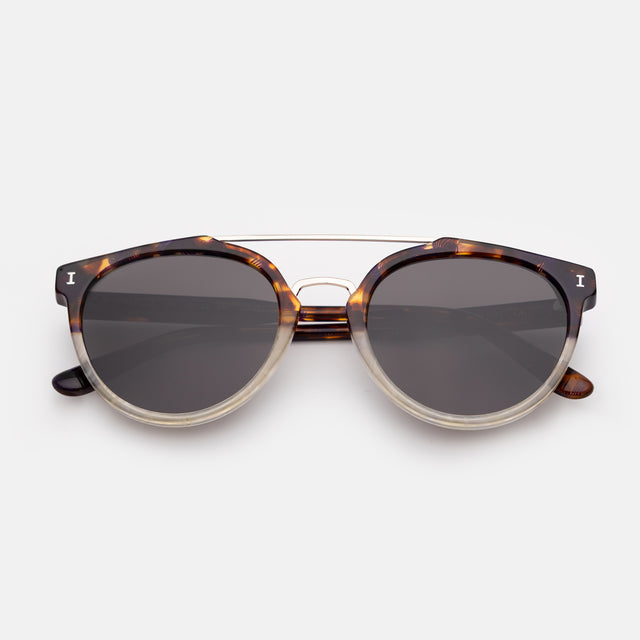 Puglia Sunglasses side view in H/H Rum Raisin Bone/Gold / Grey Flat