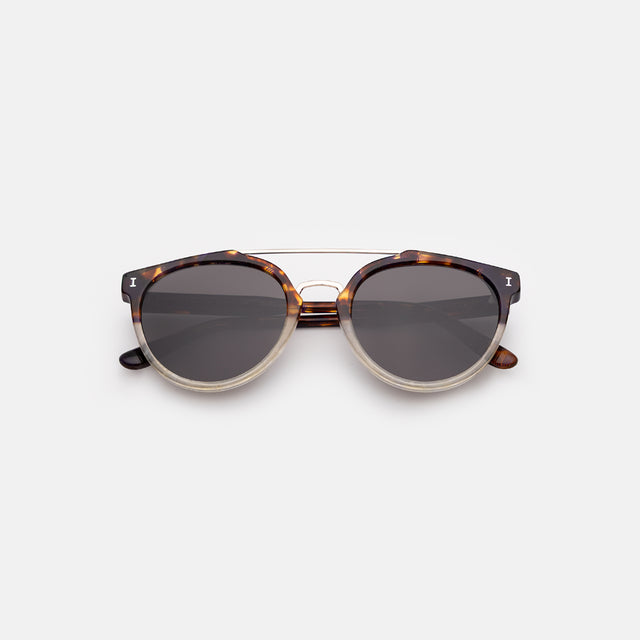 Puglia Sunglasses side view in H/H Rum Raisin Bone/Gold / Grey Flat