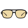 Front view of Queens Sunglasses in Black/Honey Flat See Through