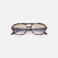 Front view of Queens Sunglasses in Black Granite/Taupe Flat Gradient