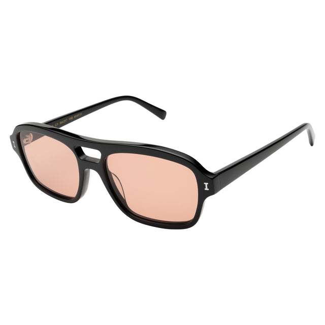 Queens Sunglasses side view in Black / Sunset Flat