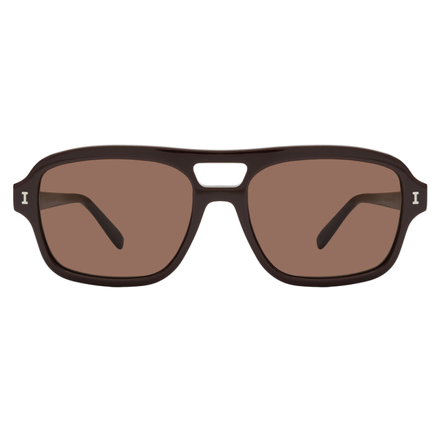 Queens Sunglasses front view in Bordeaux with Brown Flat