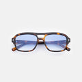 Front view of Queens Sunglasses in Havana/Blue Flat Gradient See Through