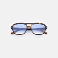 Front view of Queens Sunglasses in Havana/Blue Flat Gradient See Through