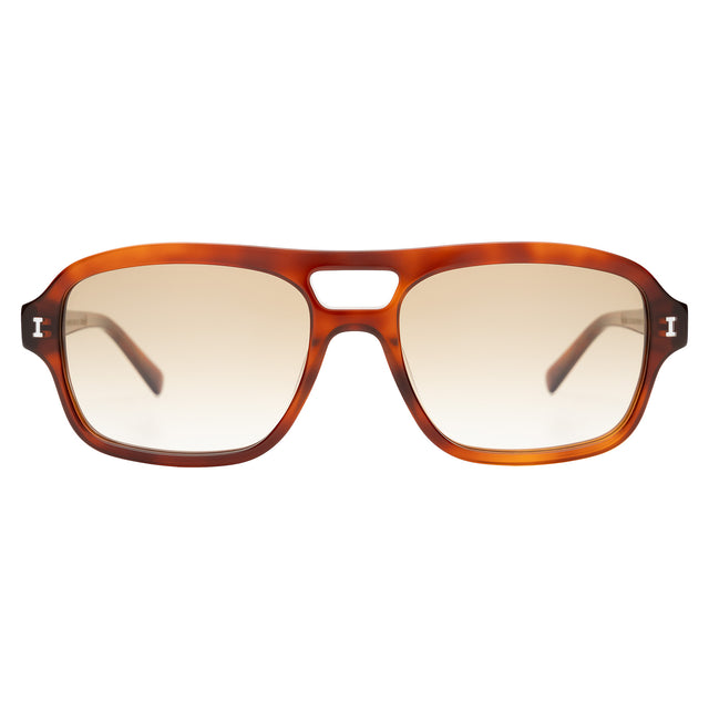 Queens Sunglasses front view in Red Havana with Taupe Flat Gradient