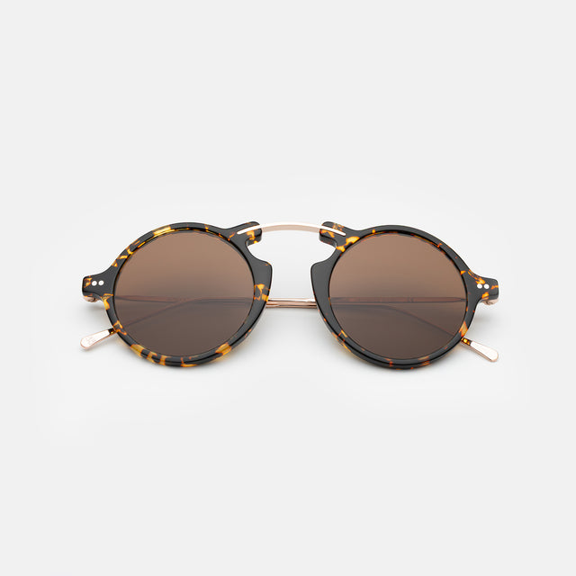 Roma II Sunglasses side view in Flame/Gold / Brown Flat