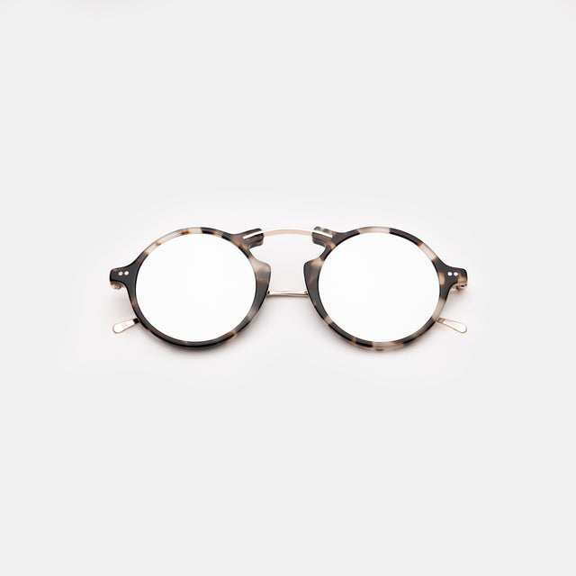 Roma II Sunglasses side view in White Tortoise / Silver Flat Mirror