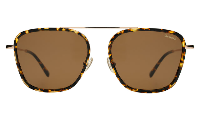 Samos Ace Sunglasses front view in Flame/Rose Gold with Brown Flat