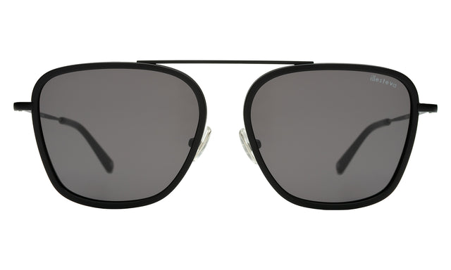 Samos Ace Sunglasses front view in Matte Black with Grey Flat