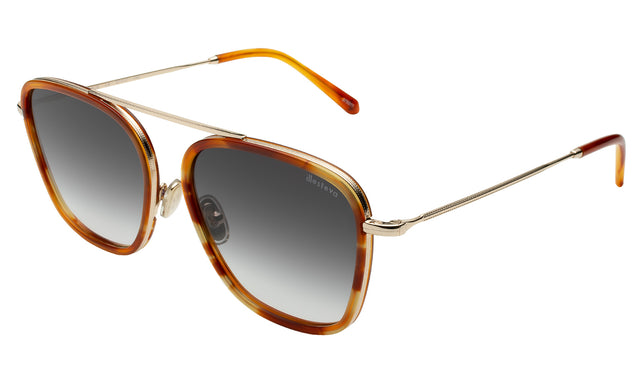 Samos Ace Sunglasses Side Profile in Saffron Havana/Gold / Grey Flat Gradient