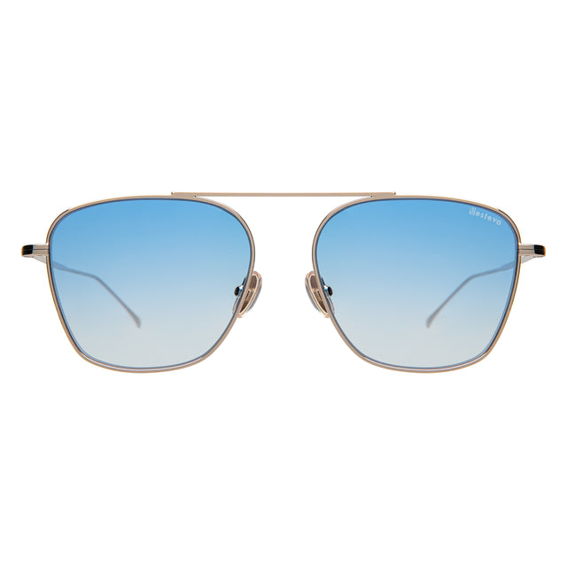 Samos Sunglasses front view in Gold with Blue Flat Gradient See Through