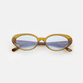 Front view of Sheila Sunglasses in Moss/Light Blue Flat See Through