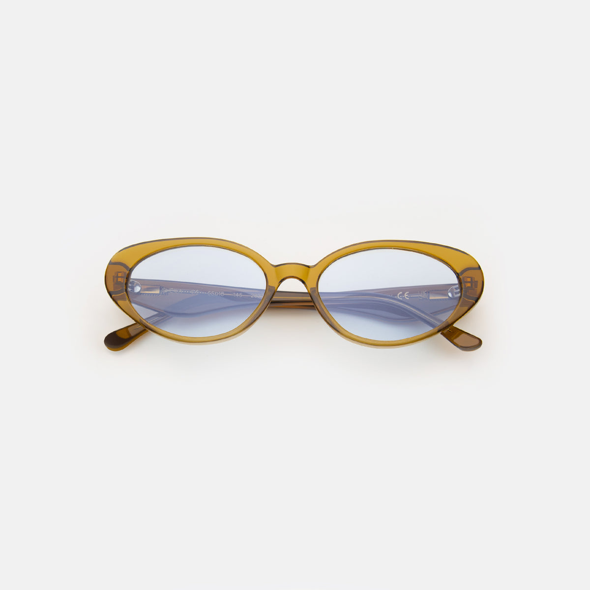 Sheila Sunglasses in Moss with Light Blue Flat See Through lenses