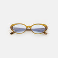 Front view of Sheila Sunglasses in Moss/Light Blue Flat See Through