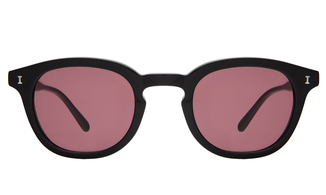 Slope Sunglasses front view in Black with Plum See Through