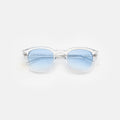 Front view of Slope Sunglasses in Clear/Blue Gradient See Through
