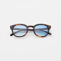 Front view of Slope Sunglasses in Havana/Blue Gradient See Through