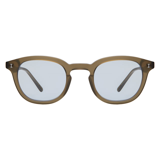 Slope Sunglasses front view in Olive with Light Blue See Through