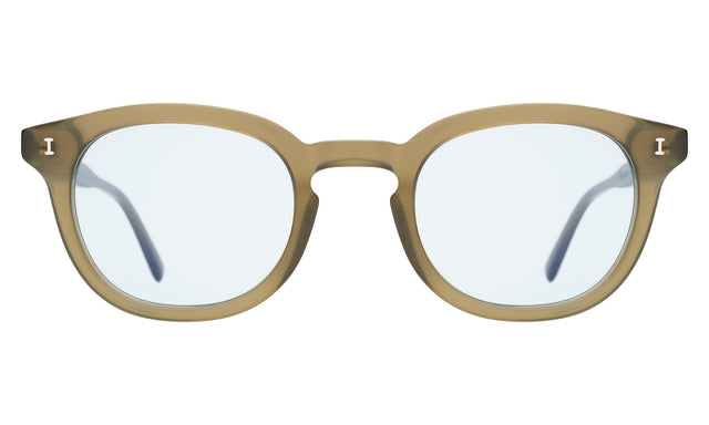 Slope Sunglasses front view in Olive with Pale Blue Flat See Through