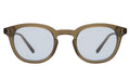 Front view of Slope Sunglasses in Olive/Light Blue See Through