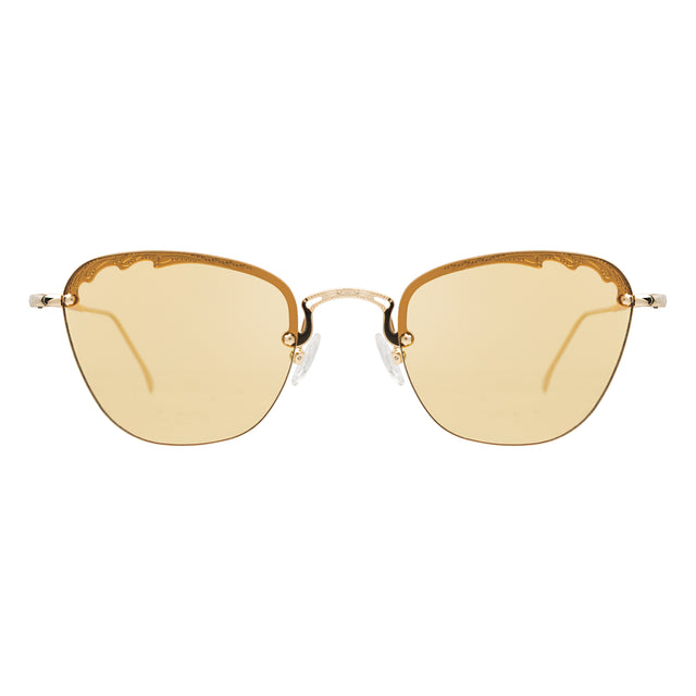  Sorrento Sunglasses front view in Gold with Honey Flat See Through