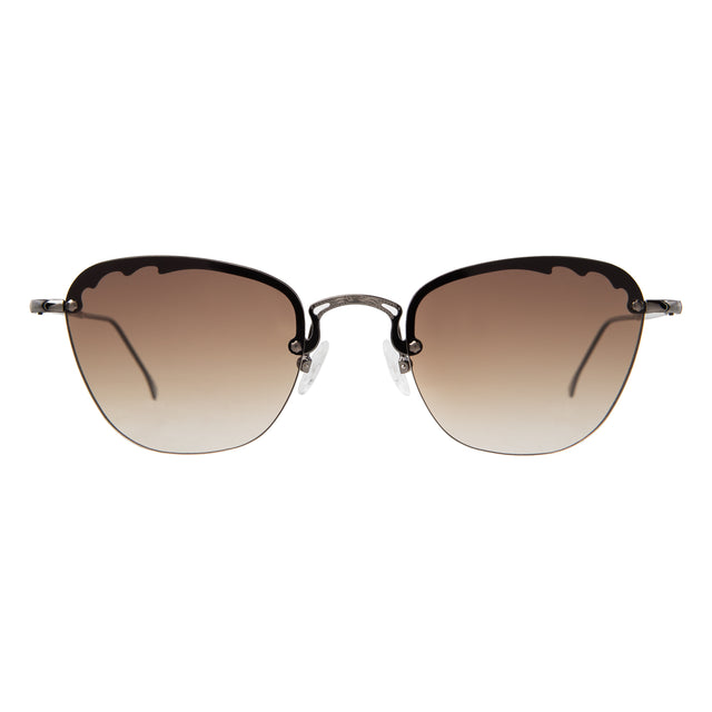 Sorrento Sunglasses front view in Gunmetal with Brown Flat Gradient