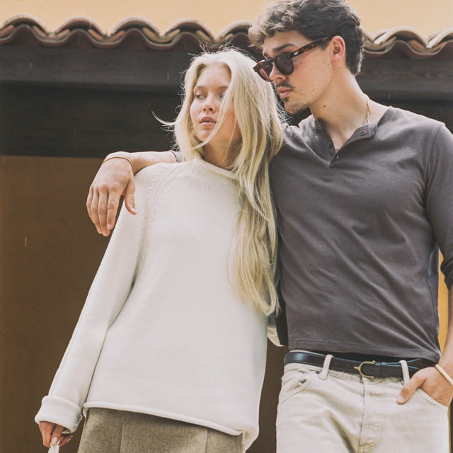 Man with a woman wearing Sown x illesteva Havana with Plum See Through