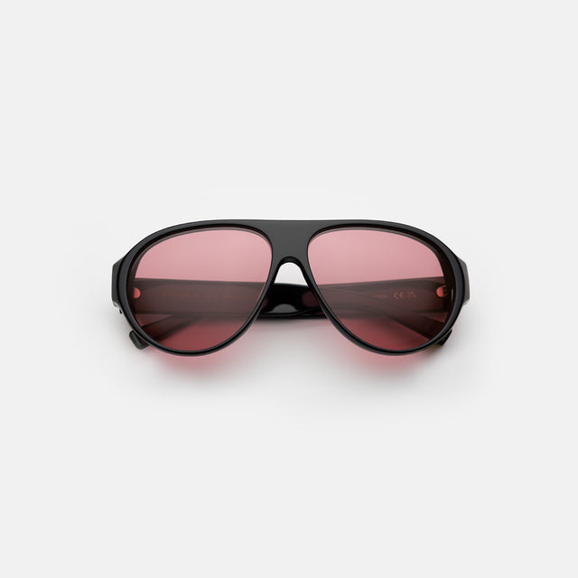 Telluride Sunglasses side view in Black / Maroon See Through