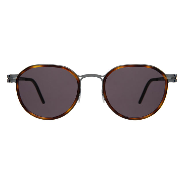 Tompkins Titanium Sunglasses front view in Havana/Matte Gunmetal with Grey