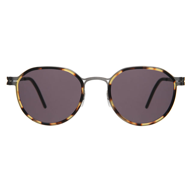 Tompkins Titanium Sunglasses front view in Tortoise/Matte Silver with Grey