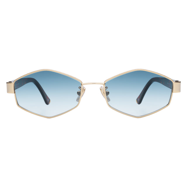 Tucson Sunglasses front view in Gold/Star Tortoise with Midnight Blue Gradient