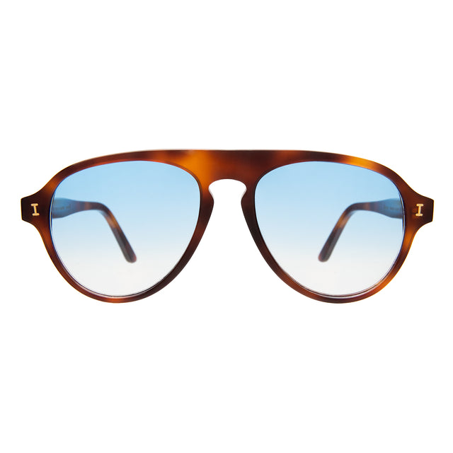 Vanderbilt Sunglasses front view in Havana with Blue Gradient See Through