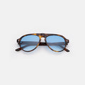 Front view of Vanderbilt Sunglasses in Havana/Blue Gradient See Through