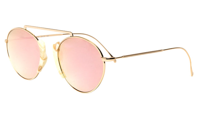 Varese II Sunglasses side view in Savannah Cream Marble Gold / Rose Mirror