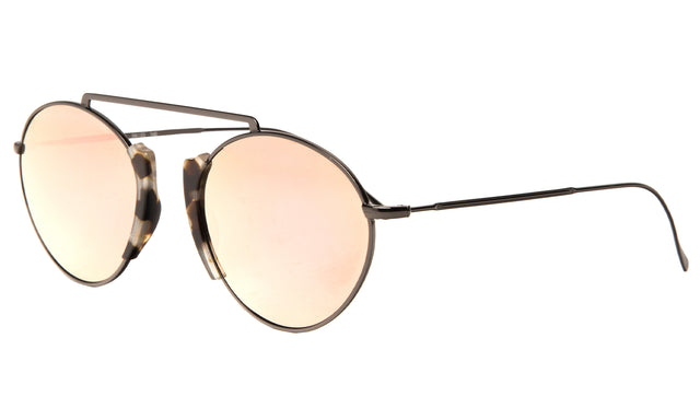 Varese II Sunglasses side view in White Tortoise Gunmetal / Rose Mirror