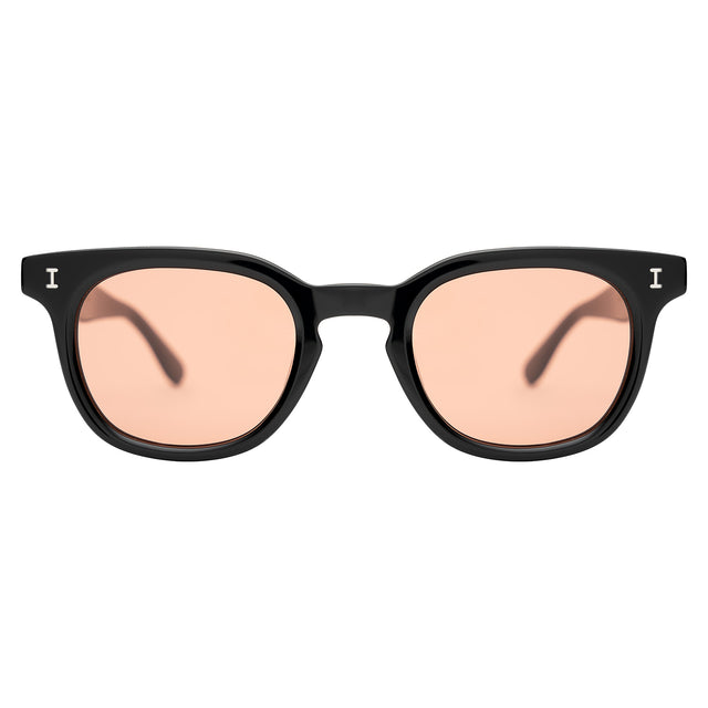 Veneto Sunglasses front view in Black with Sunset Flat