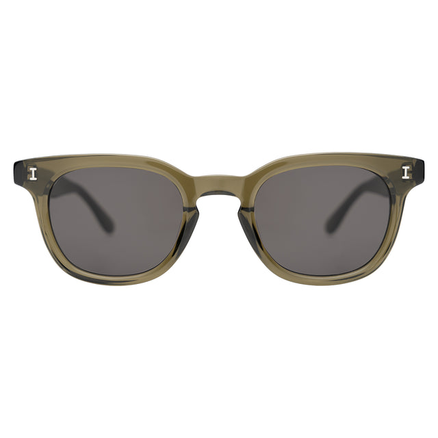 Veneto Sunglasses front view in Green with Grey Flat