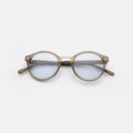 Front view of Village Sunglasses in Olive/Gold/Light Blue See Through