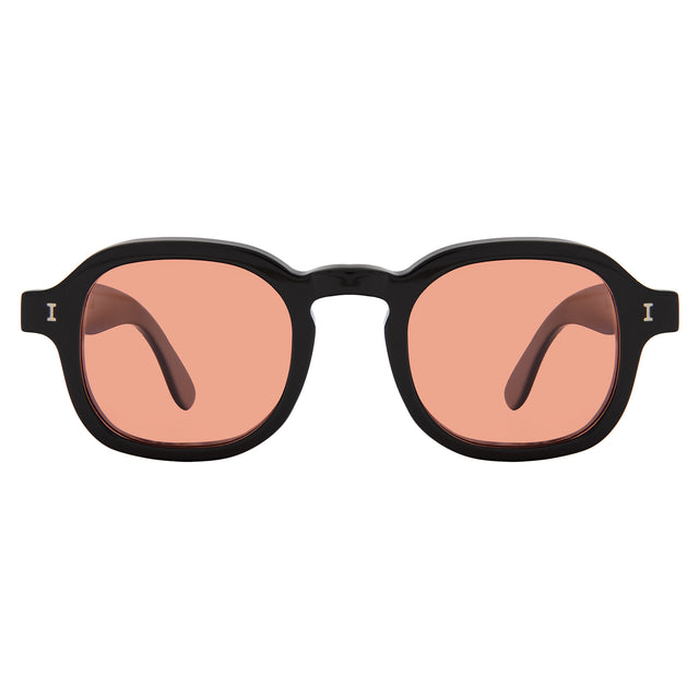 Washington Sunglasses front view in Black with Sunset Flat