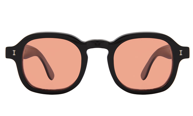 Washington Sunglasses front view in Black with Sunset Flat