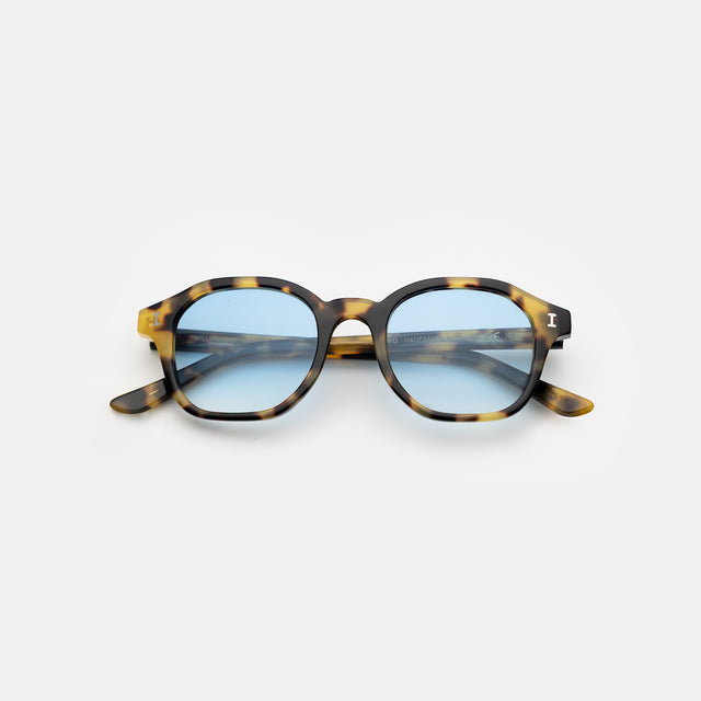 William Sunglasses side view in Tortoise / Blue Gradient See Through