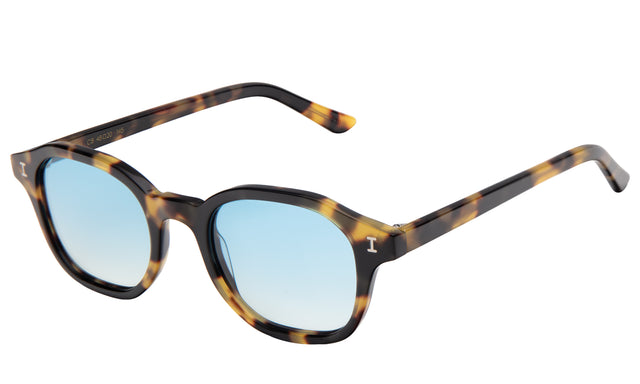 William Sunglasses side view in Tortoise / Blue Gradient See Through