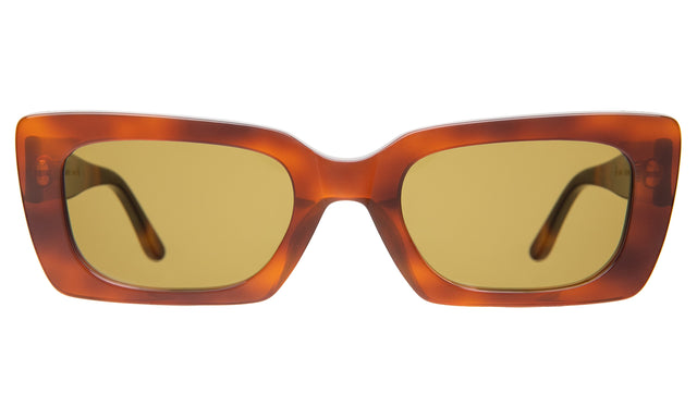 nk x illesteva Wilson Sunglasses front view in Red Havana with Honey Flat See Through