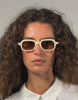 Woman modeling the Berlin Sunglasses in Cream